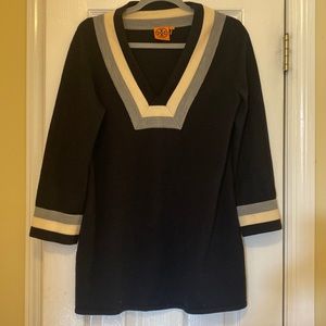 Tory Burch Navy Stripe Tunic Sweater